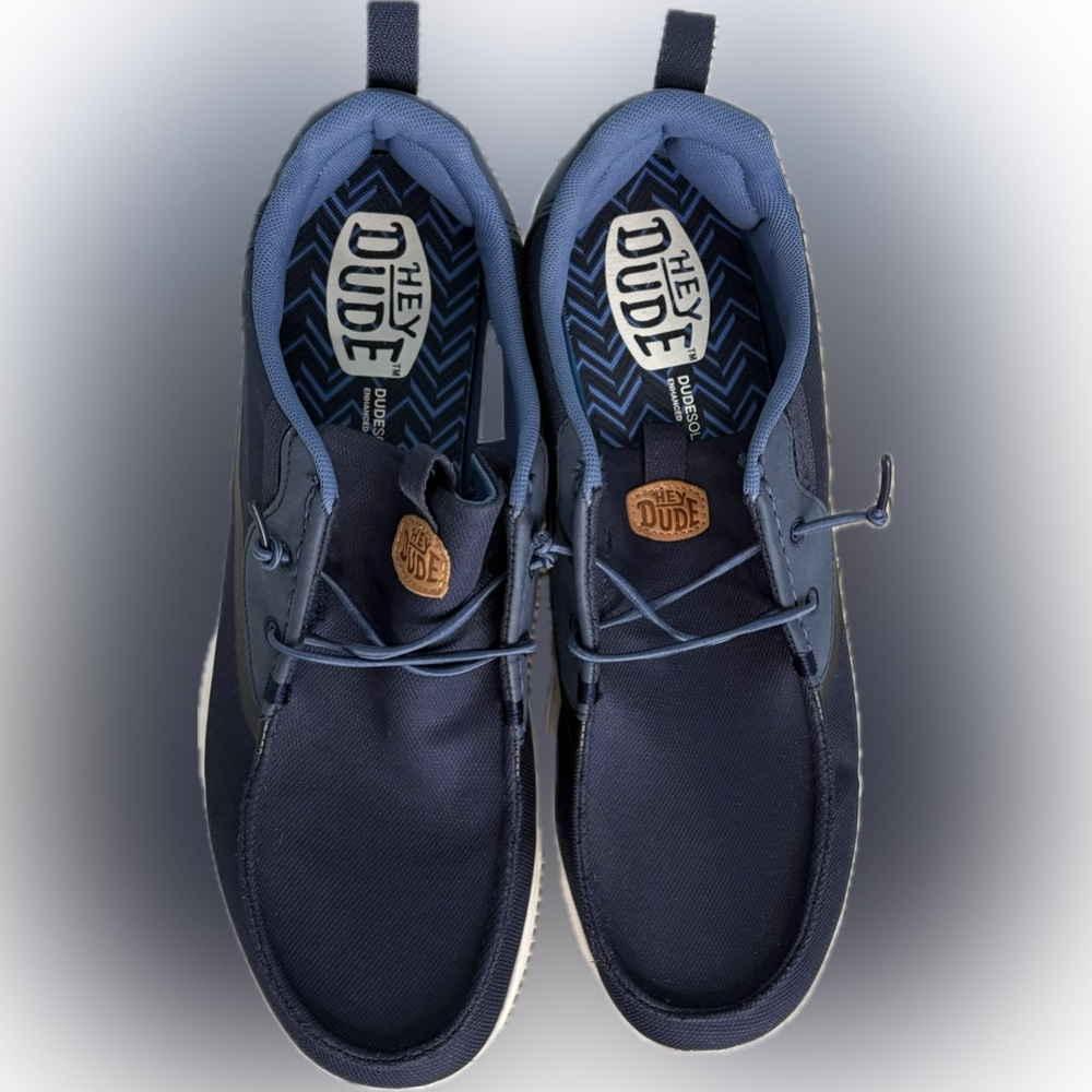 Hey Dude Navy and White Shoes men’s 14 Wally Drift Mesh - Picture 4 of 7